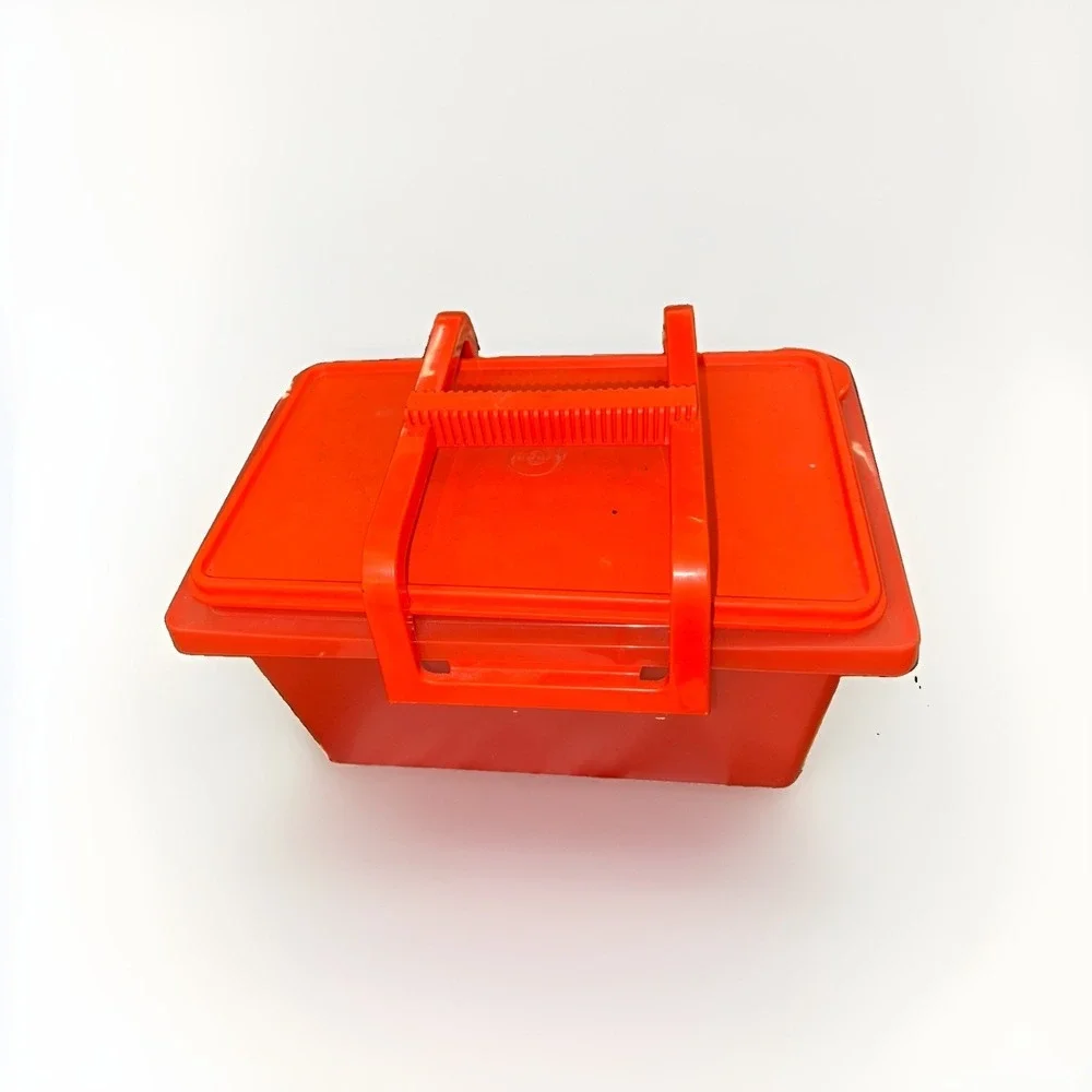 Tupperware STOW N GO Carry All Storage Container Blaze Orange Handle Carry All